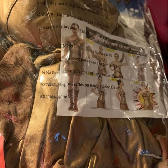 ladies size XL 12/14 Wonder Woman Bronze Warrior Costume with Roman Sandals - Picture 6 of 9